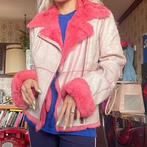 Ultra rare hot pink vintage Sherpa fur jacket